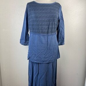 Vintage Froxx Tencel Blend Matching Tunic  Top And Skirt Size M
